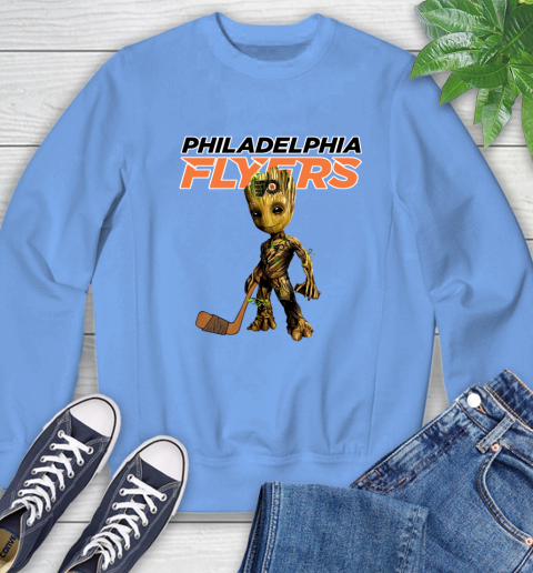 Philadelphia Flyers NHL Hockey Groot Marvel Guardians Of The Galaxy Sweatshirt 11