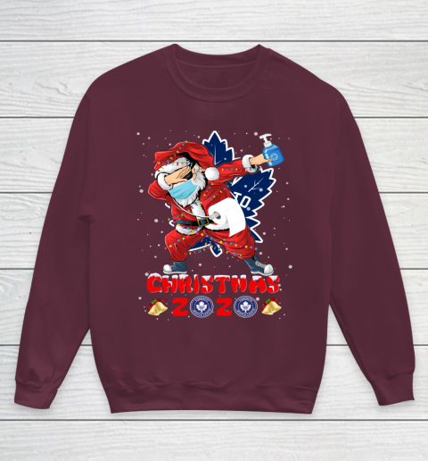 Toronto Maple Leafs Funny Santa Claus Dabbing Christmas 2020 NHL Youth Sweatshirt 4