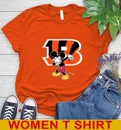 Cincinnati Bengals NFL Football Dabbing Mickey Disney Sports Women's T-Shirt 4