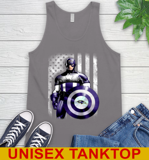 Baltimore Ravens NFL Football Captain America Marvel Avengers American Flag Shirt Tank Top 6
