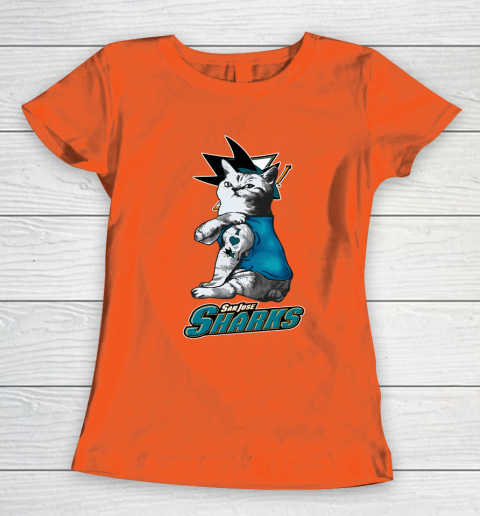 NHL My Cat Loves San Jose Sharks Hockey Women's T-Shirt 3