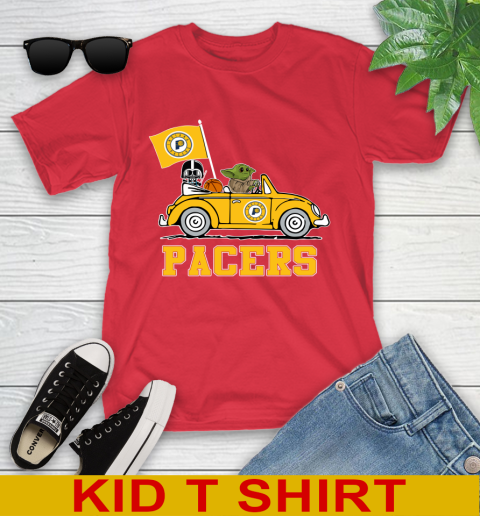 NBA Basketball Indiana Pacers Darth Vader Baby Yoda Driving Star Wars Shirt Youth T-Shirt 10