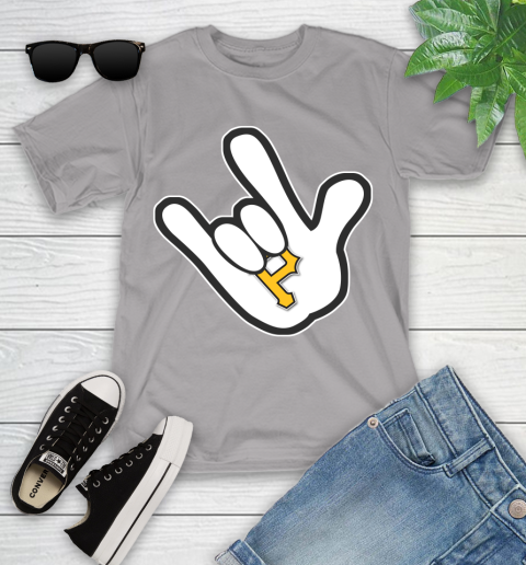 Pittsburgh Pirates MLB Baseball Mickey Rock Hand Disney Youth T-Shirt 4