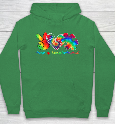 Autism Awareness Accept Understand Love Autism Mom Tie Dye Fitted Hoodie 5