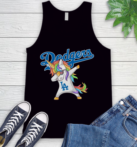Los Angeles Dodgers MLB Baseball Funny Unicorn Dabbing Sports Tank Top 2