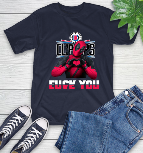 NBA LA Clippers Deadpool Love You Fuck You Basketball T-Shirt 3