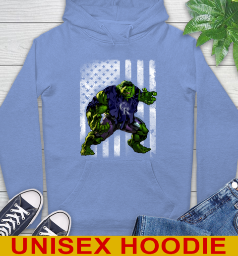 Colorado Rockies Hulk Marvel Avengers MLB Baseball American Flag Hoodie 11