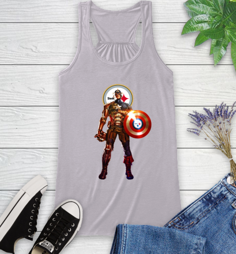 NFL Captain America Marvel Avengers Endgame Football Sports Pittsburgh Steelers Racerback Tank 5