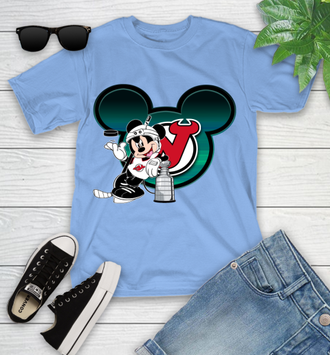 NHL New Jersey Devils Stanley Cup Mickey Mouse Disney Hockey T Shirt Youth T-Shirt 11