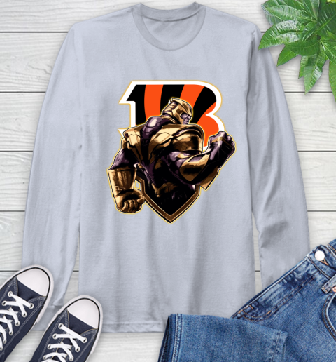 NFL Thanos Avengers Endgame Football Sports Cincinnati Bengals Long Sleeve T-Shirt 6