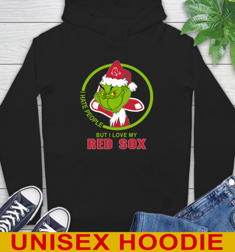 Boston Red Sox MLB Christmas Grinch I Hate People But I Love My Favorite Baseball Team Hoodie 2
