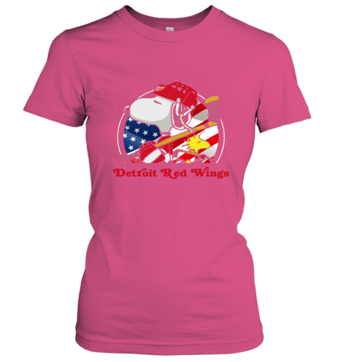 wlxf detroit red wings ice hockey snoopy and woodstock nhl ladies t shirt 20 front heliconia