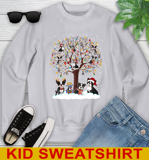Boston terrier dog pet lover light christmas tree shirt 111