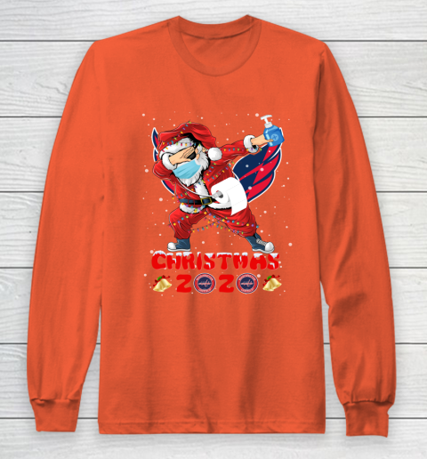 Washington Capitals Funny Santa Claus Dabbing Christmas 2020 NHL Long Sleeve T-Shirt 3