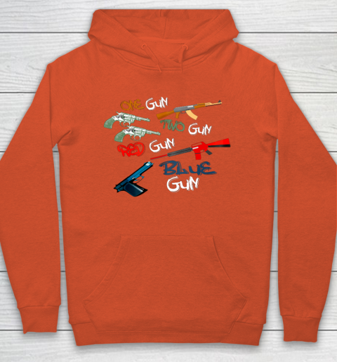 One Gun Two Gun Red Gun Blue Gun Funny Hoodie 3