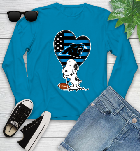 Carolina Panthers NFL Football The Peanuts Movie Adorable Snoopy Youth Long Sleeve 7
