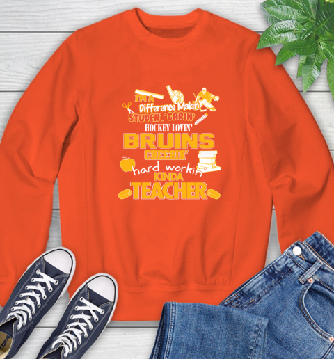 Boston Bruins NHL I'm A Difference Making Student Caring Hockey Loving Kinda Teacher Sweatshirt 3
