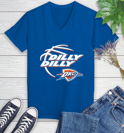 NBA Oklahoma City Thunder Dilly Dilly Basketball Sports Women's V-Neck T-Shirt 10