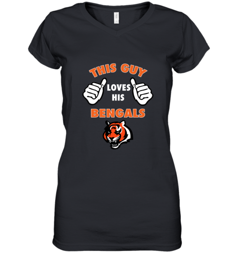 This Guy Loves His Cincinnati Bengals NFL Women's V-Neck T-Shirt