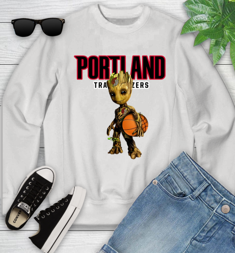 Portland Trail Blazers NBA Basketball Groot Marvel Guardians Of The Galaxy Youth Sweatshirt