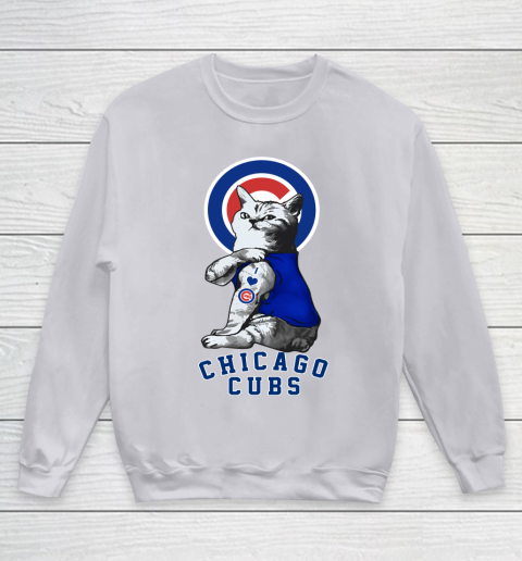 MLB Baseball My Cat Loves Chicago Cubs Youth Sweatshirt 3