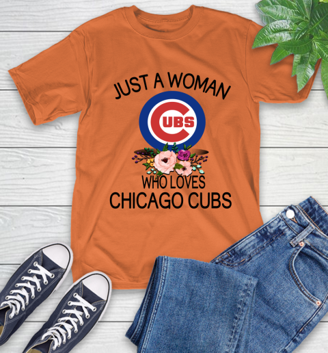 MLB Just A Woman Who Loves Chicago Cubs Baseball Sports T-Shirt 3