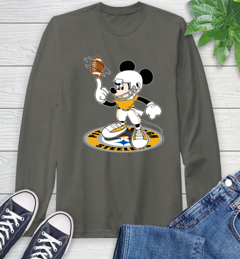 NFL Football Pittsburgh Steelers Cheerful Mickey Disney Shirt Long Sleeve T-Shirt 9