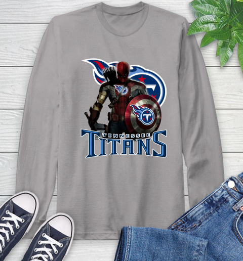 NFL Captain America Thor Spider Man Hawkeye Avengers Endgame Football Tennessee Titans Long Sleeve T-Shirt 6