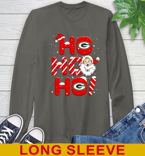 Green Bay Packers NFL Football Ho Ho Ho Santa Claus Merry Christmas Shirt Long Sleeve T-Shirt 10