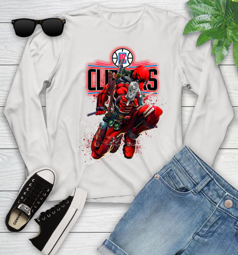NBA Deadpool Marvel Comics Sports Basketball LA Clippers Youth Long Sleeve