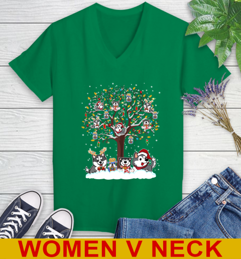 Husky dog pet lover light christmas tree shirt 77