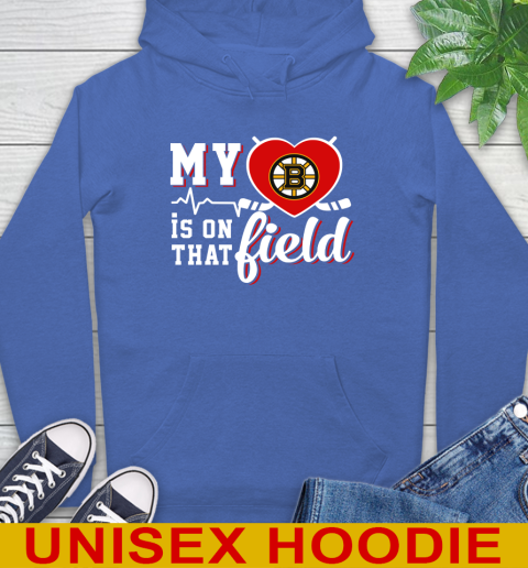NHL My Heart Is On That Field Hockey Sports Boston Bruins Hoodie 9