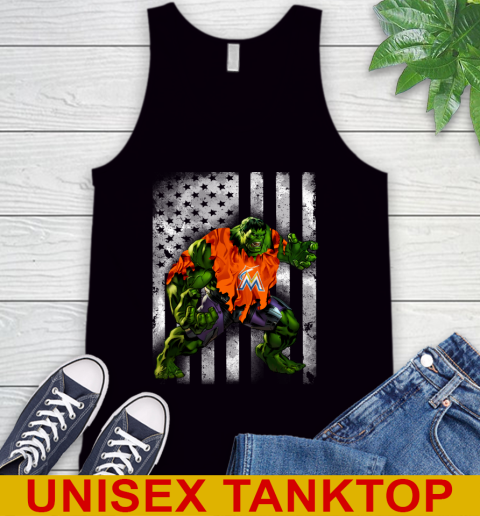 Miami Marlins Hulk Marvel Avengers MLB Baseball American Flag Tank Top