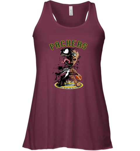 NFL Green Bay Packers Football Venom Groot Guardians Of The Galaxy HHnNYNjDwLl flowy tank 32 95 151514 front maroon