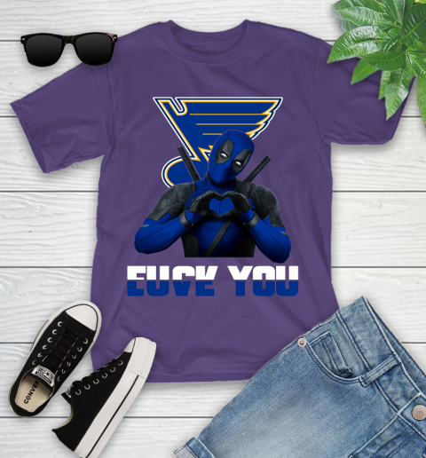 NHL St.Louis Blues Deadpool Love You Fuck You Hockey Sports Youth T-Shirt 3