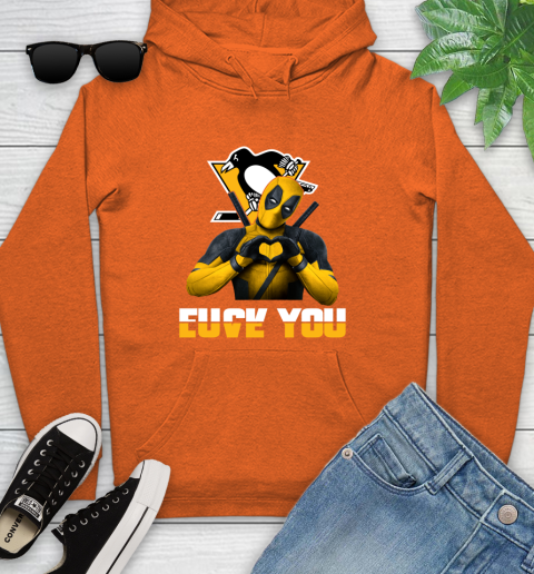 NHL Pittsburgh Penguins Deadpool Love You Fuck You Hockey Sports Youth Hoodie 4