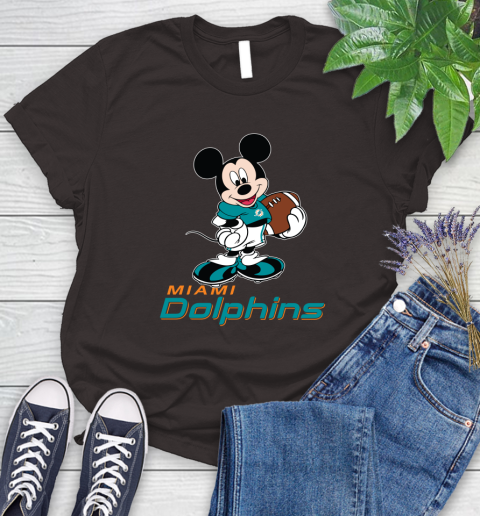 NFL Football Miami Dolphins Cheerful Mickey Mouse Shirt Women's T-Shirt 9