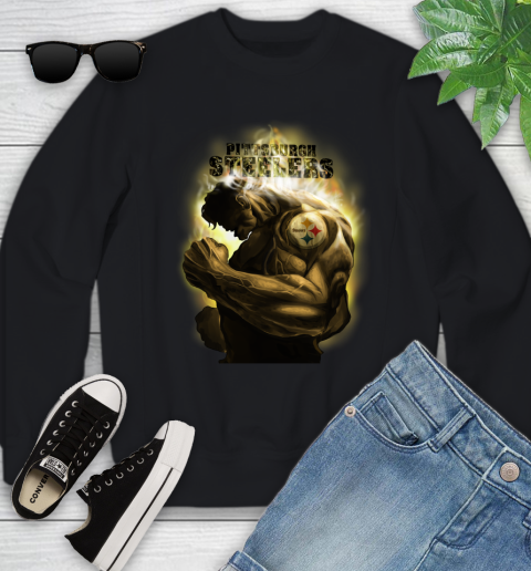 Pittsburgh Steelers NFL Football Hulk Marvel Avengers Sports Youth Sweatshirt