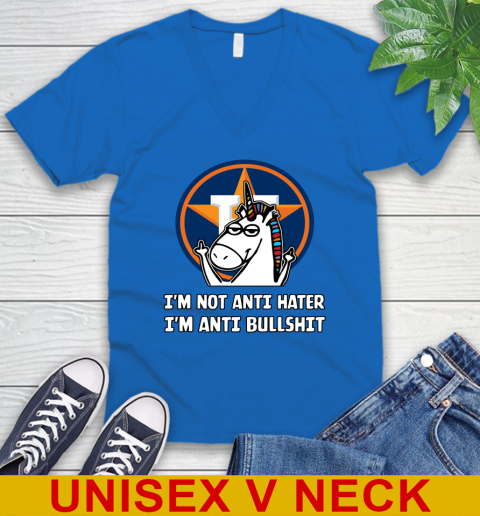 Houston Astros MLB Baseball Unicorn I'm Not Anti Hater I'm Anti Bullshit V-Neck T-Shirt 6