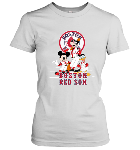 Boston Red Sox Mickey Donald And Goofy Baseball Women's T-Shirt