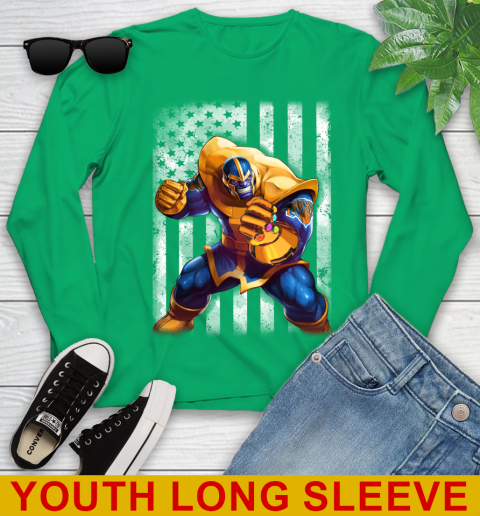 NBA Basketball New York Knicks Thanos Marvel American Flag Shirt Youth Long Sleeve 7