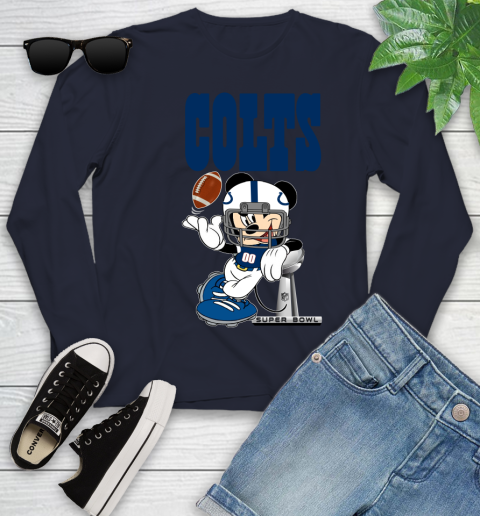 NFL Indianapolis Colts Mickey Mouse Disney Super Bowl Football T Shirt Youth Long Sleeve 3