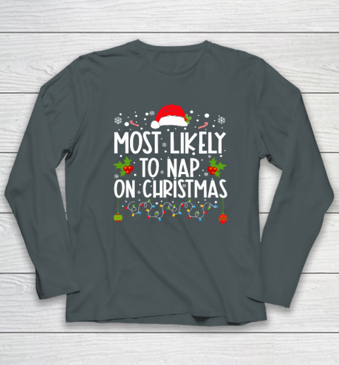 Most Likely To Nap On Christmas Family Christmas Pajamas Long Sleeve T-Shirt 3