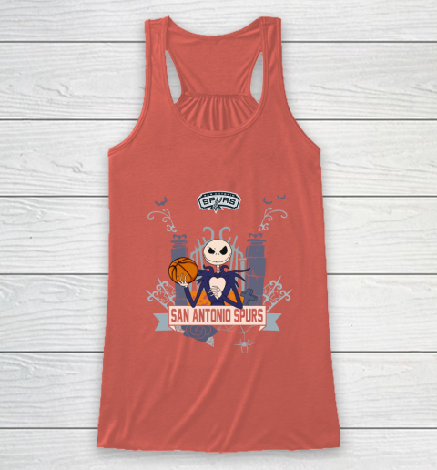 NBA San Antonio Spurs Basketball Jack Skellington Halloween Racerback Tank 3