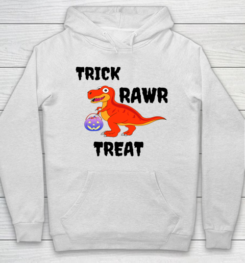 Funny Dinosaur Halloween Trick Rawr Treat Pun Hoodie
