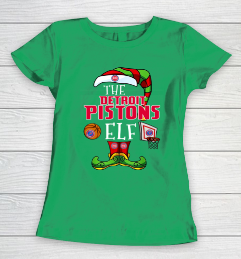Detroit Pistons Christmas ELF Funny NBA Women's T-Shirt 5