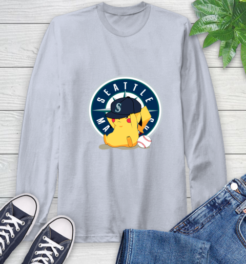 MLB Pikachu Baseball Sports Seattle Mariners Long Sleeve T-Shirt 6