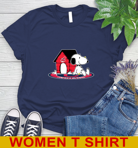 MLB Baseball Cleveland Indians Snoopy The Peanuts Movie Shirt Women's T-Shirt 12