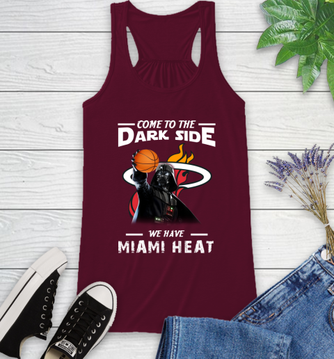 NBA Come To The Dark Side We Have Miami Heat Star Wars Darth Vader Basketball Racerback Tank 2