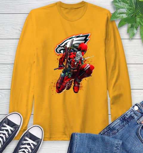 NFL Deadpool Marvel Comics Sports Football Philadelphia Eagles Long Sleeve T-Shirt 3